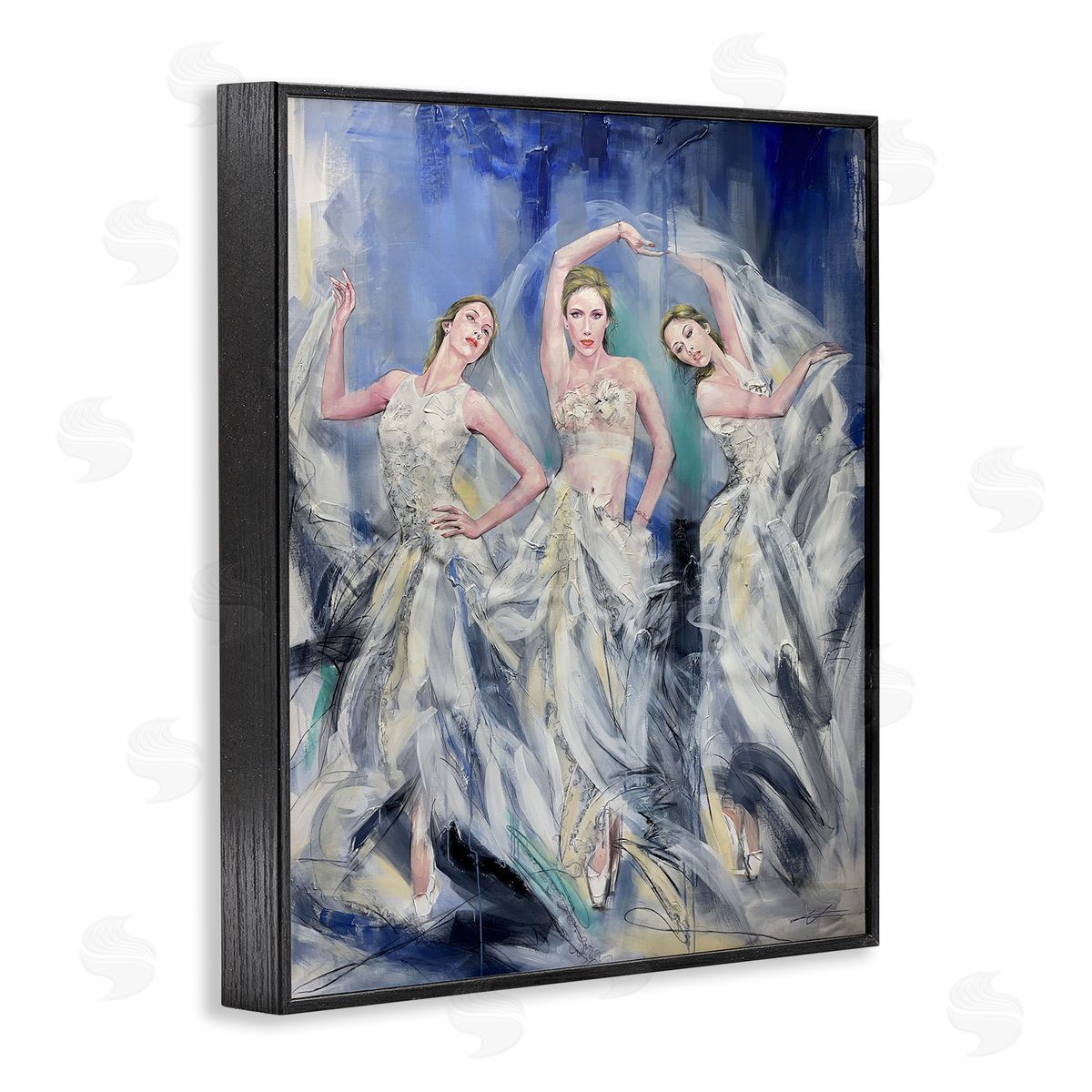 Fashionable Dancer Trio Black Frame Print Wall Art, Home Decor by Lucille Lee
