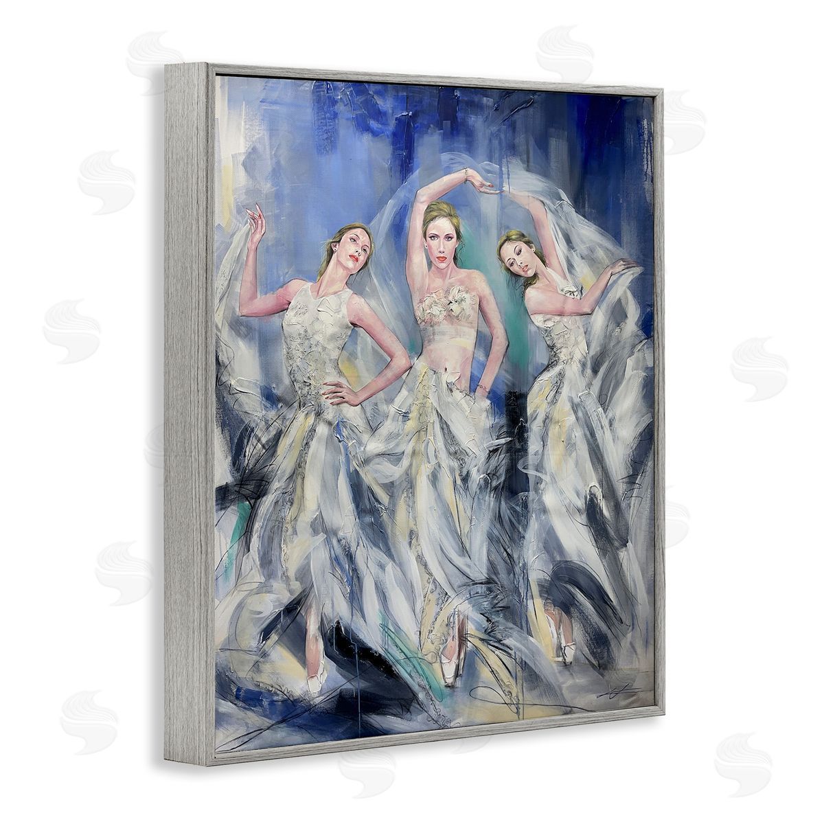 Fashionable Dancer Trio Grey Frame Print Wall Art, Home Decor by Lucille Lee