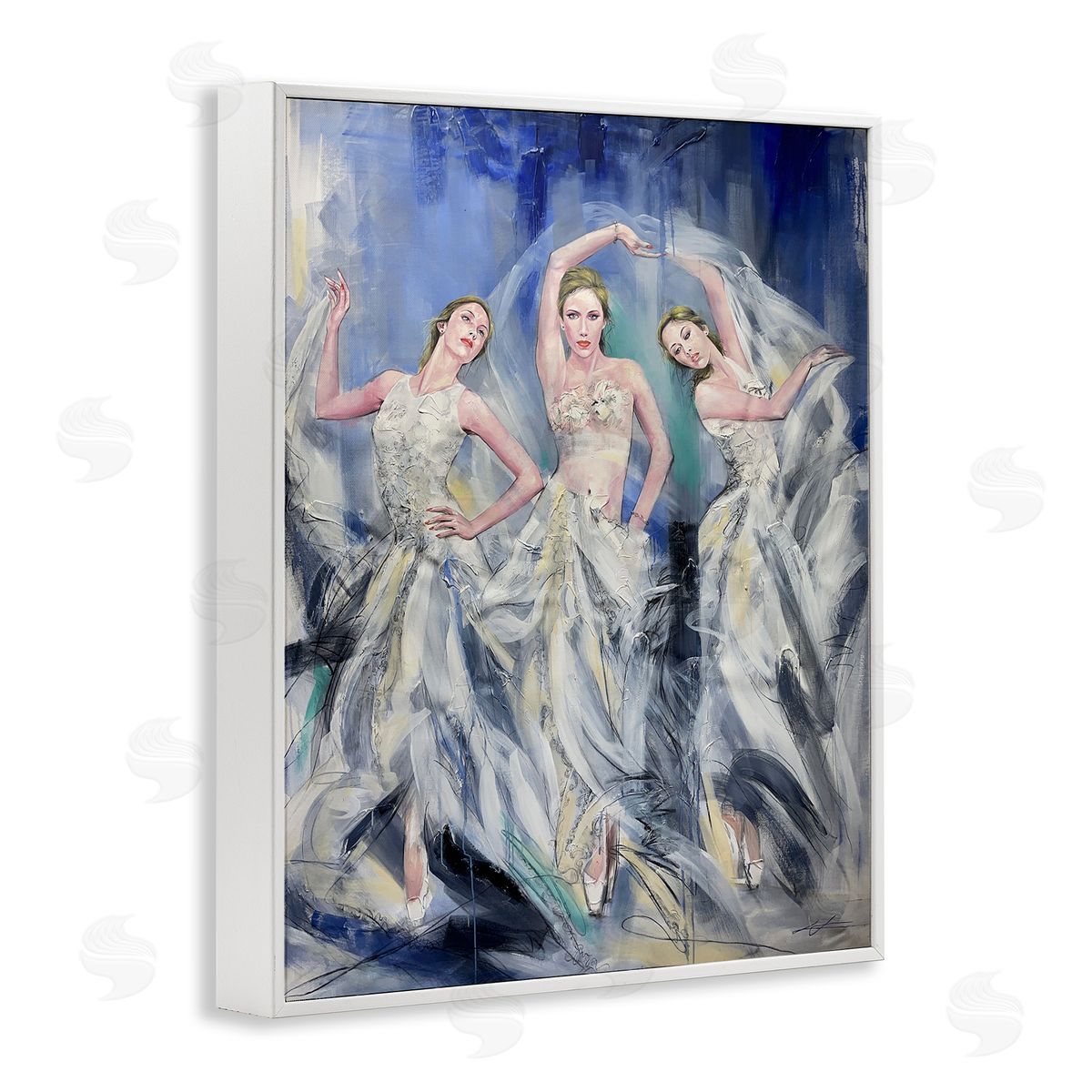 Fashionable Dancer Trio White Frame Print Wall Art, Home Decor by Lucille Lee
