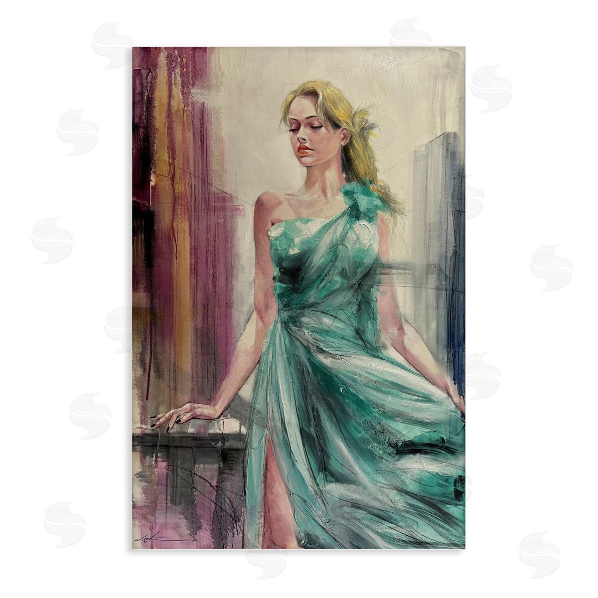 Elegant Blonde in Dress Canvas Wall Art, Home Decor by Lucille Lee