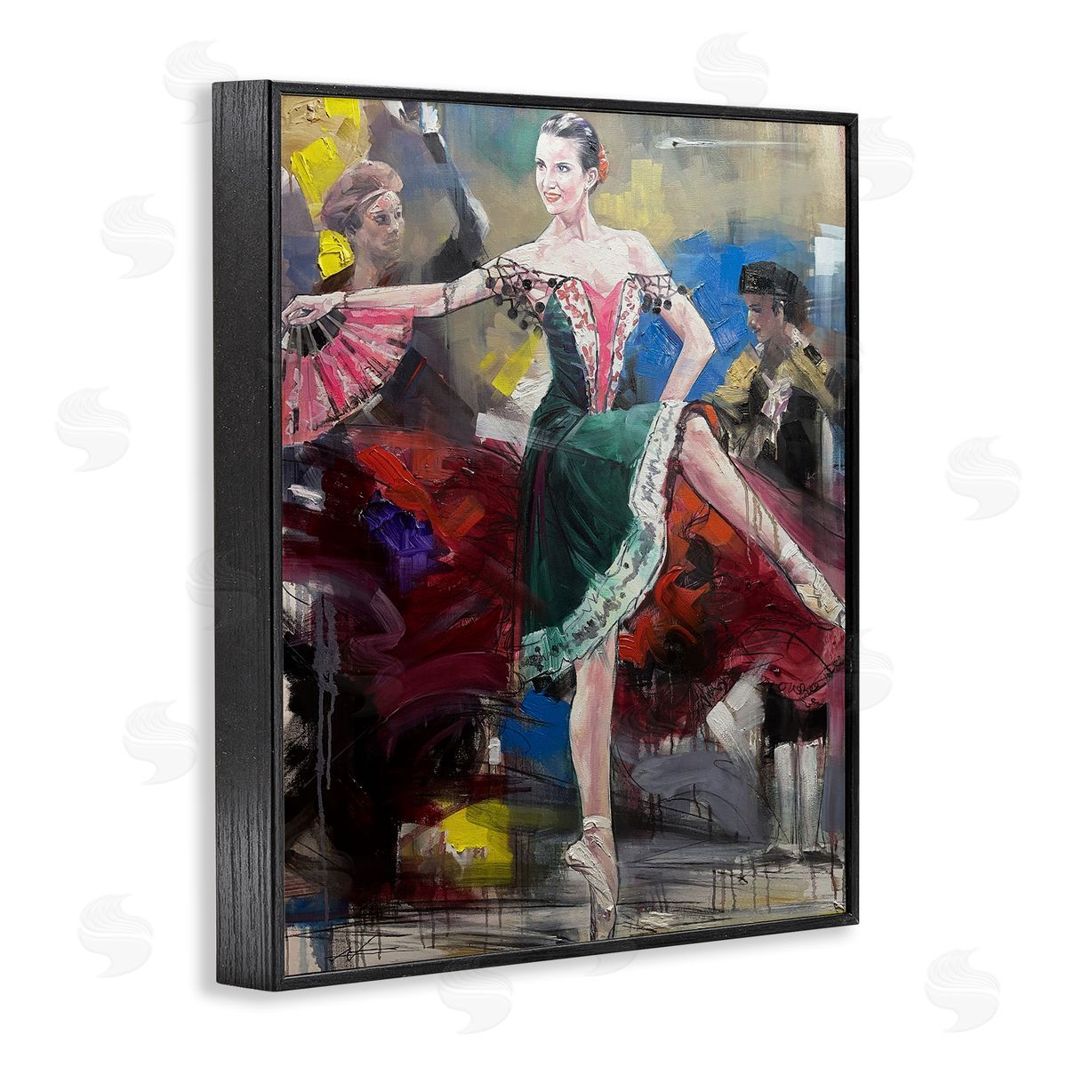 Classic Ballerina on Stage Black Frame Print Wall Art, Home Decor by Lucille Lee