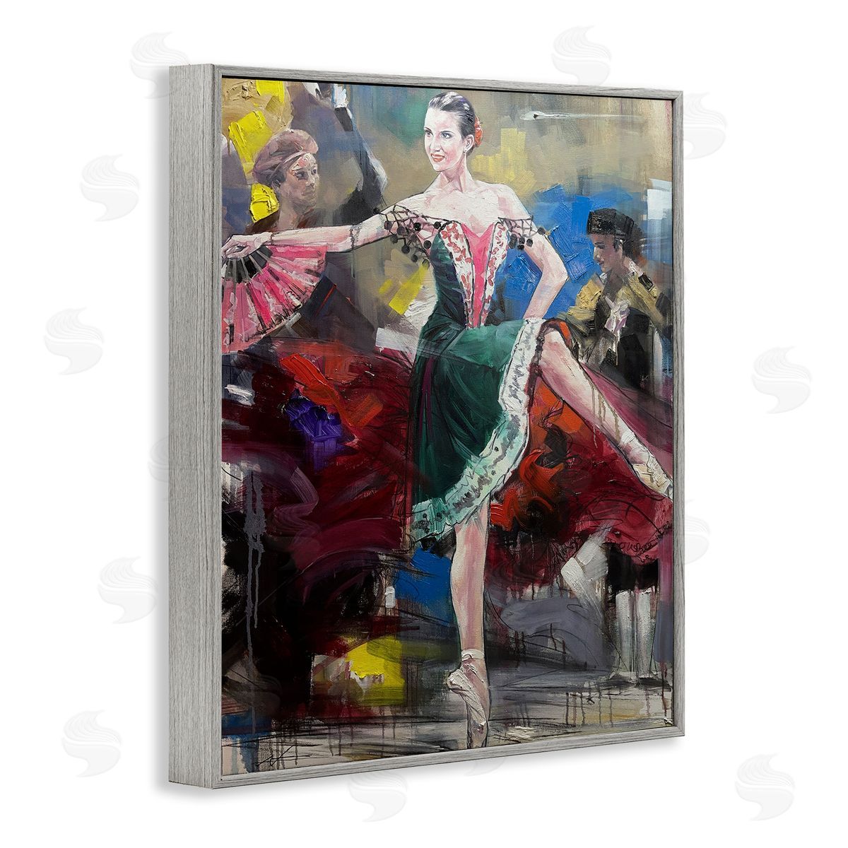 Classic Ballerina on Stage Grey Frame Print Wall Art, Home Decor by Lucille Lee