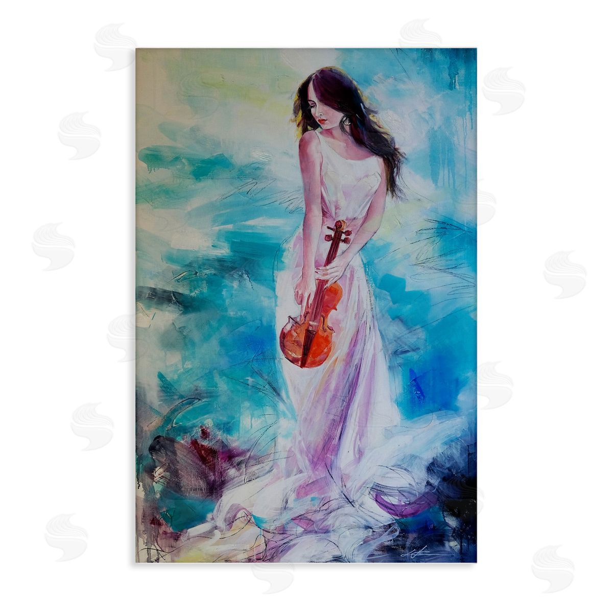 Elegant Woman with Violin Canvas Wall Art, Home Decor by Lucille Lee