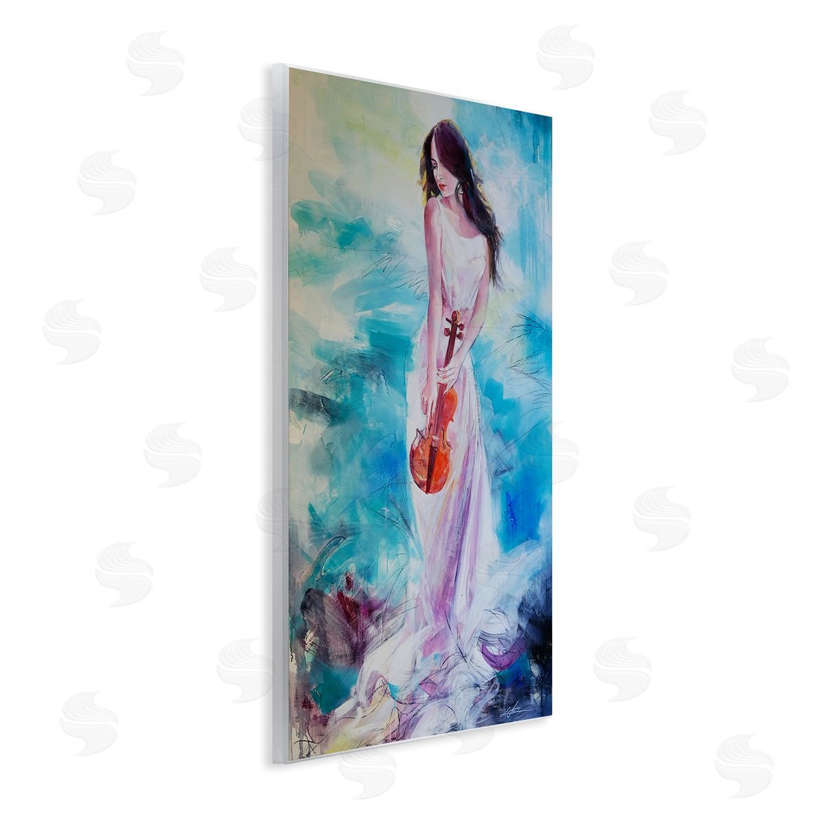 Elegant Woman with Violin Wood Plaque Wall Art, Home Decor by Lucille Lee