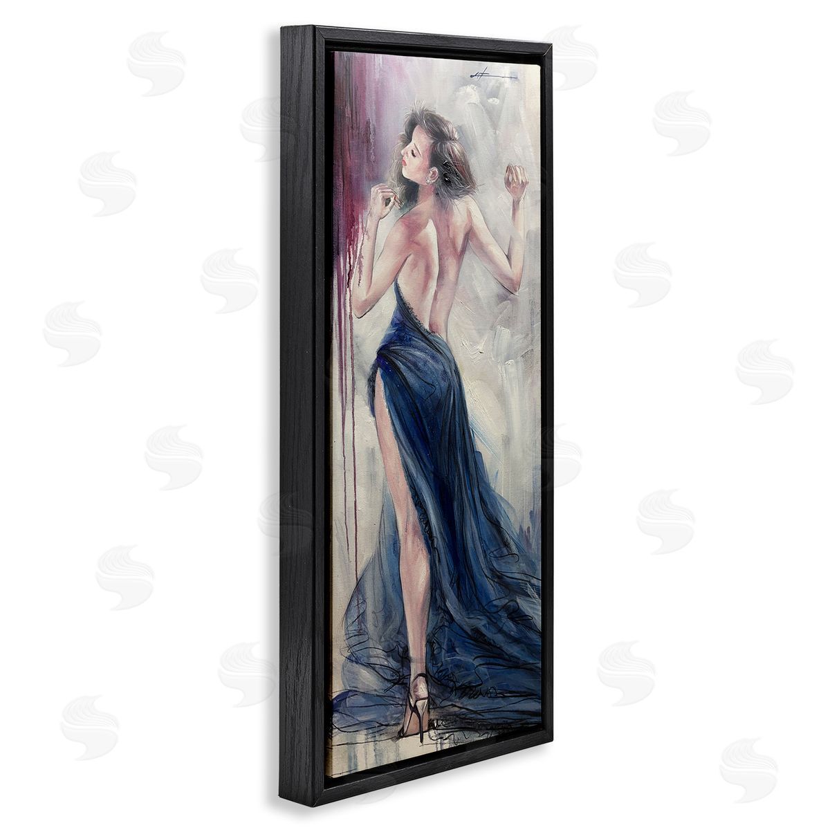 Trendy Elegance Visage Black Floating Frame Canvas Wall Art, Home Decor by Lucille Lee