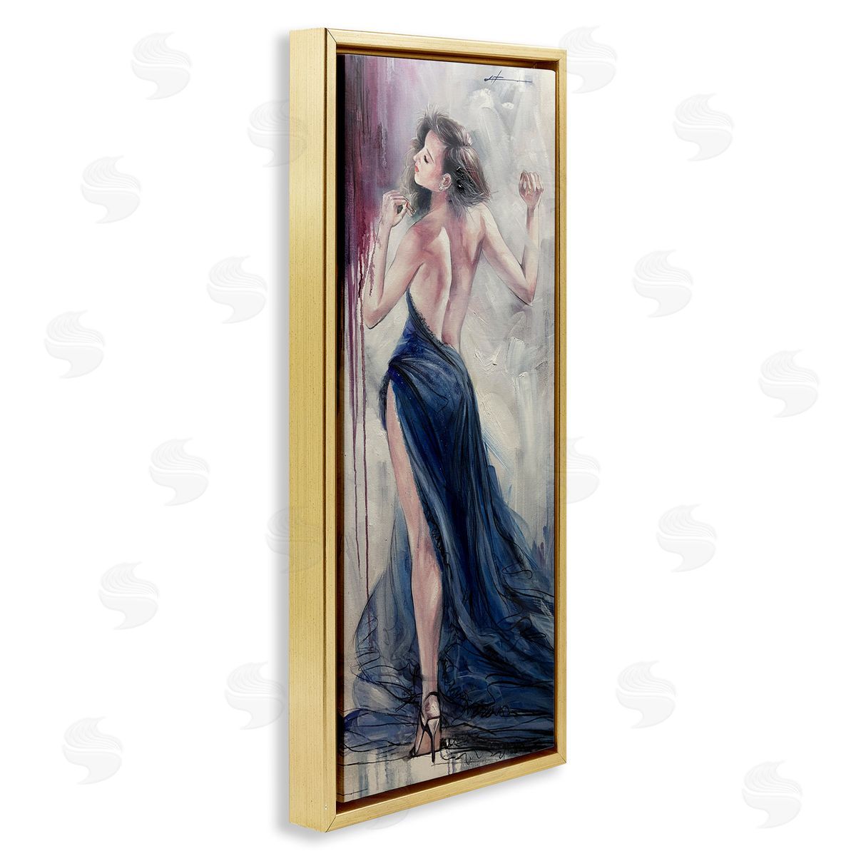 Trendy Elegance Visage Gold Floating Frame Canvas Wall Art, Home Decor by Lucille Lee