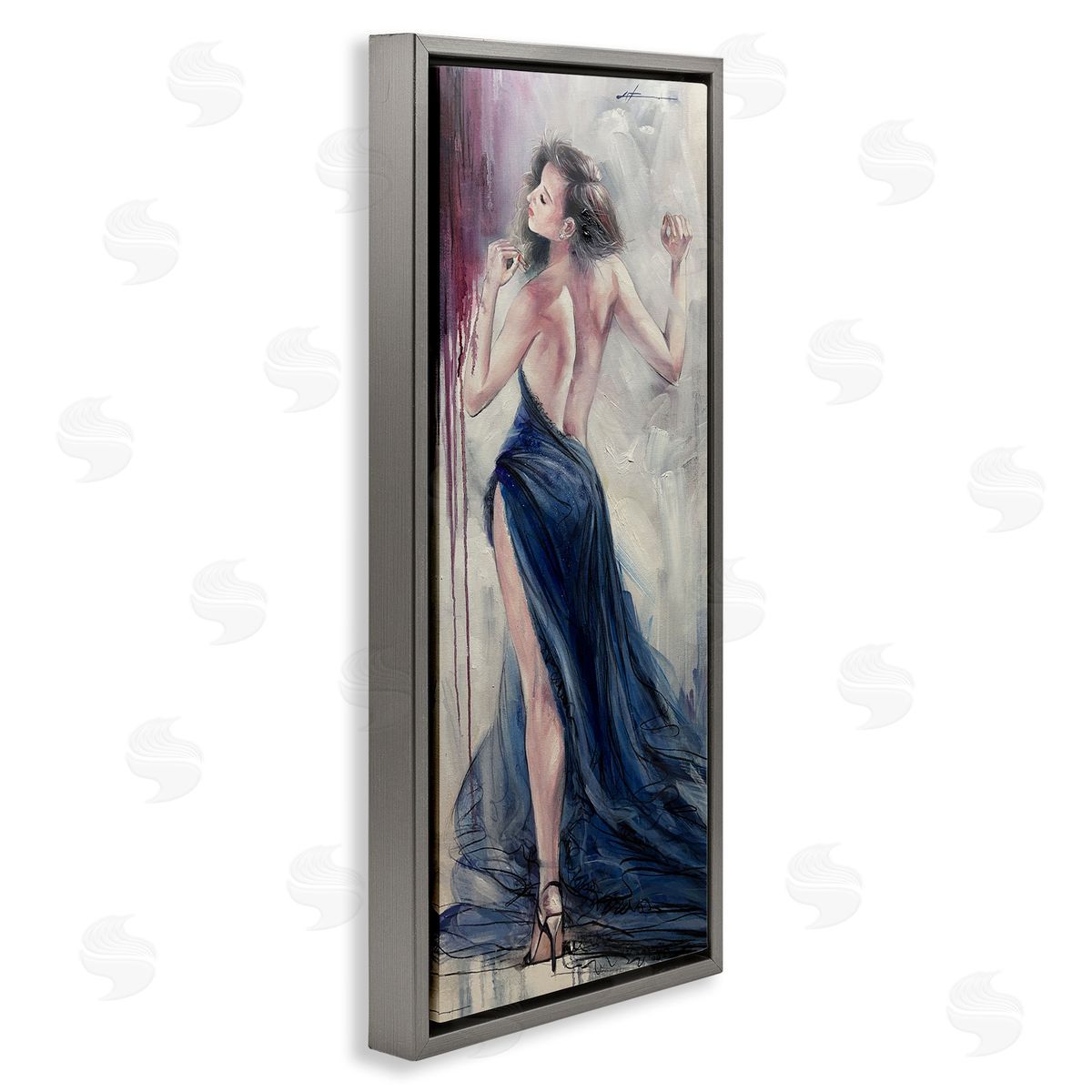Trendy Elegance Visage Grey Floating Frame Canvas Wall Art, Home Decor by Lucille Lee