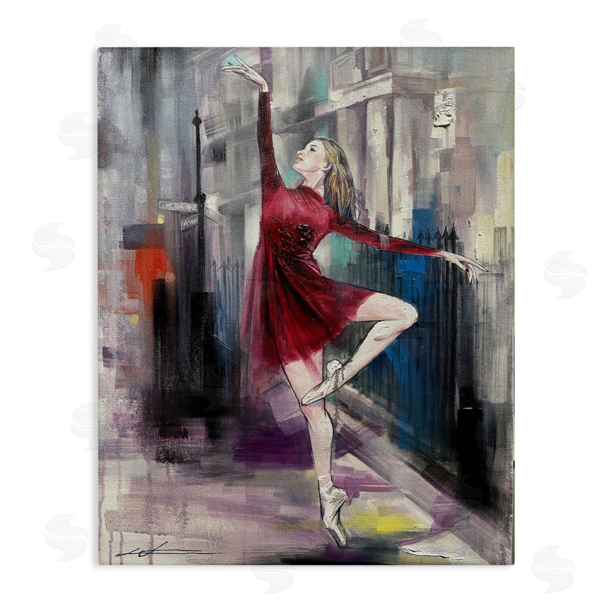 Ballet on City Street Canvas Wall Art, Home Decor by Lucille Lee