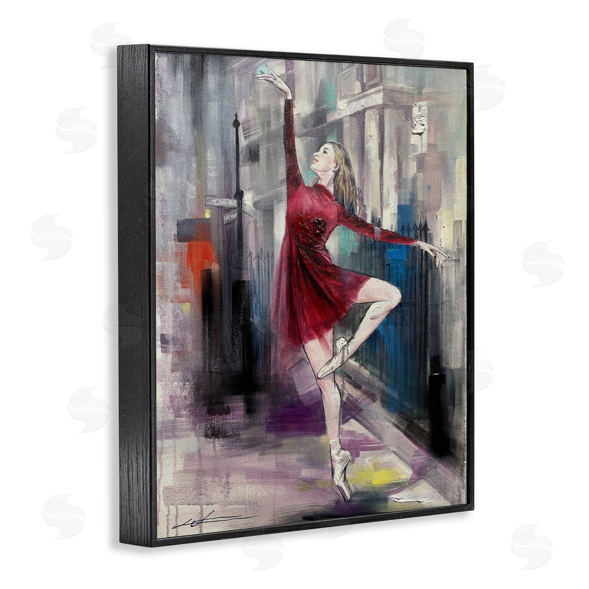 Ballet on City Street Black Frame Print Wall Art, Home Decor by Lucille Lee