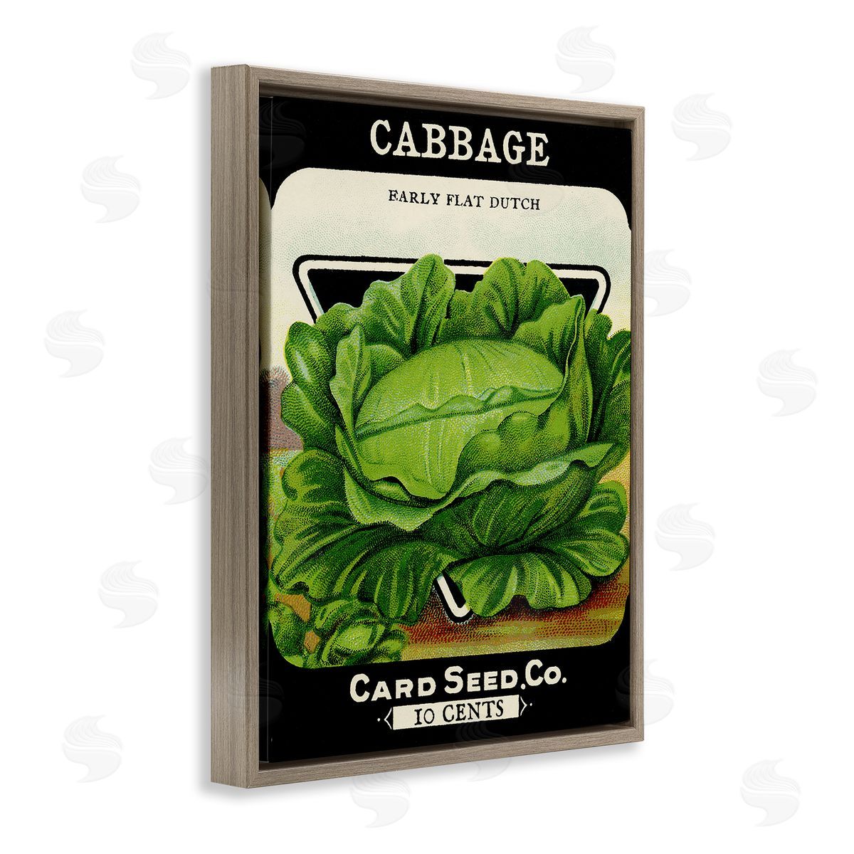 Vintage Garden Cabbage Brown Floating Frame Canvas Wall Art, Home Decor by Stupell Studio