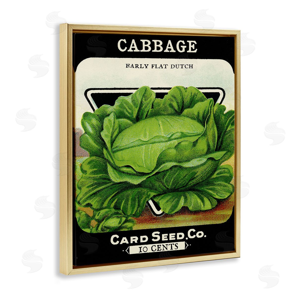 Vintage Garden Cabbage Gold Floating Frame Canvas Wall Art, Home Decor by Stupell Studio
