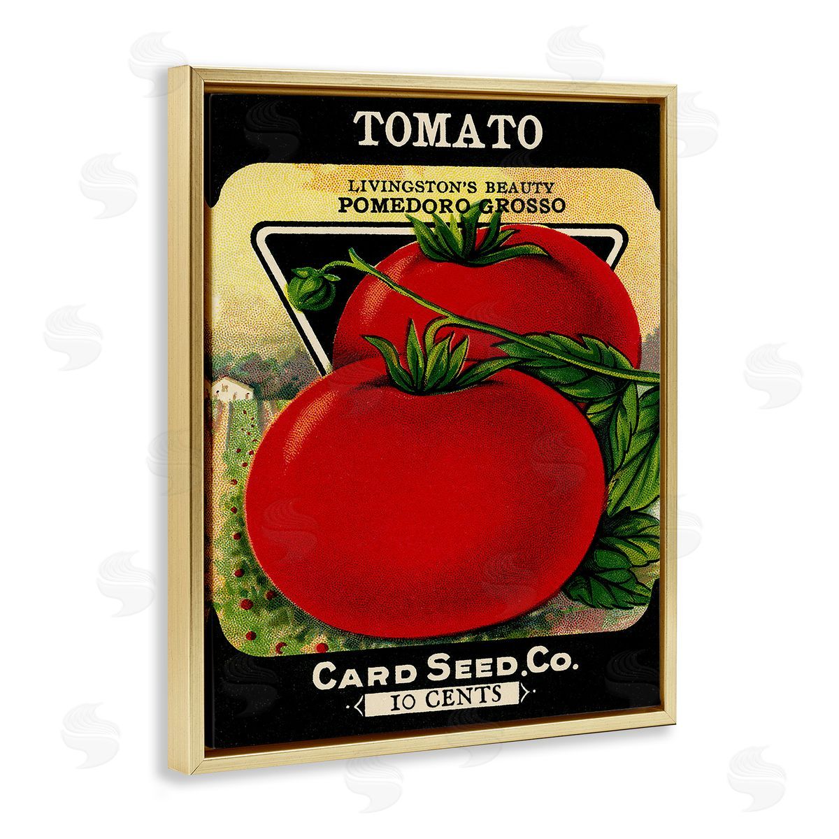 Vintage Garden Tomato Gold Floating Frame Canvas Wall Art, Home Decor by Stupell Studio