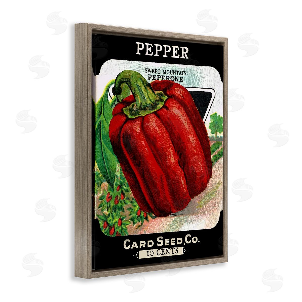 Vintage Garden Peppers Brown Floating Frame Canvas Wall Art, Home Decor by Stupell Studio