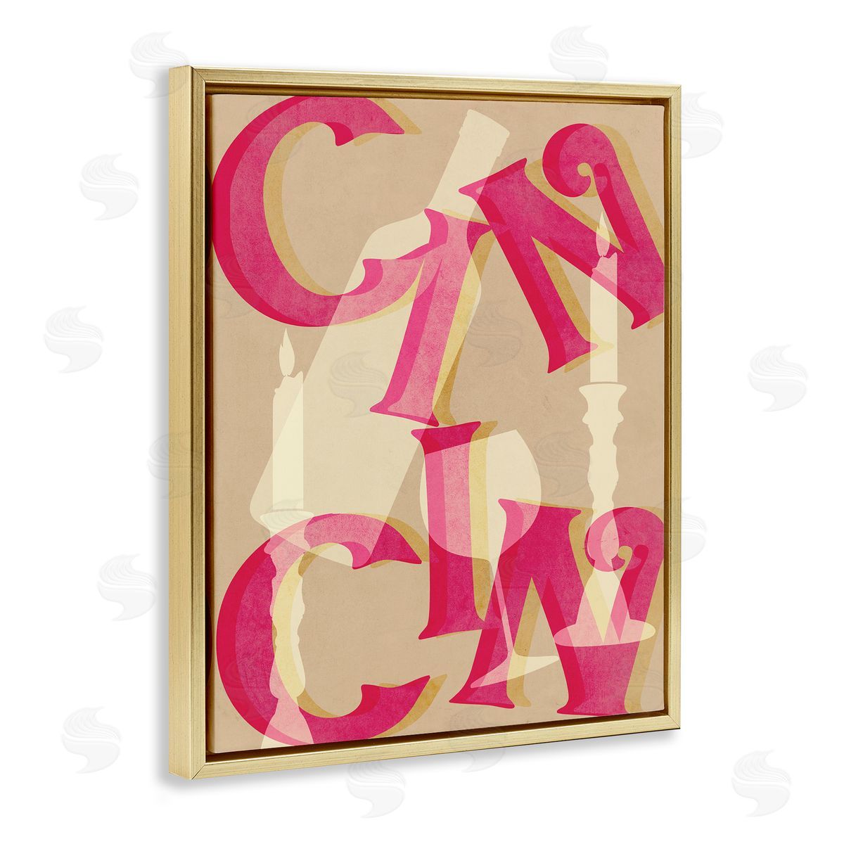 Cheers Wine & Candles Gold Floating Frame Canvas Wall Art, Home Decor by Stupell Studio