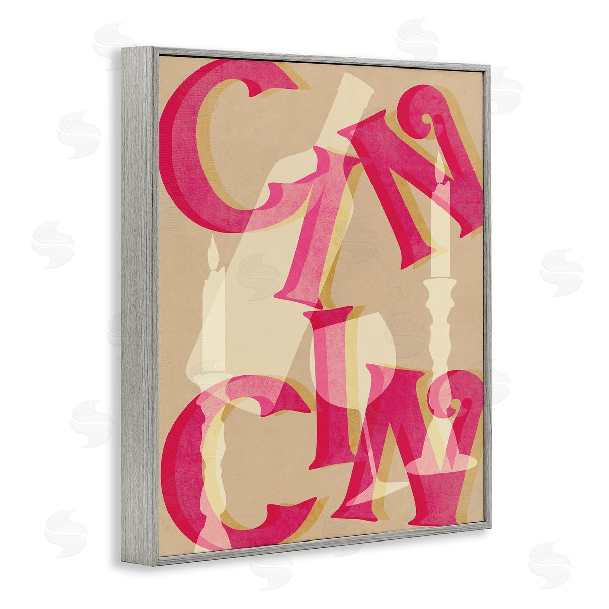 Cheers Wine & Candles Grey Frame Print Wall Art, Home Decor by Stupell Studio