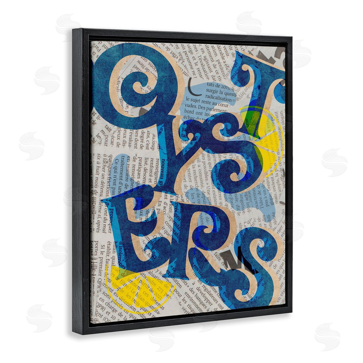 Classic Retro Oysters Black Floating Frame Canvas Wall Art, Home Decor by Stupell Studio