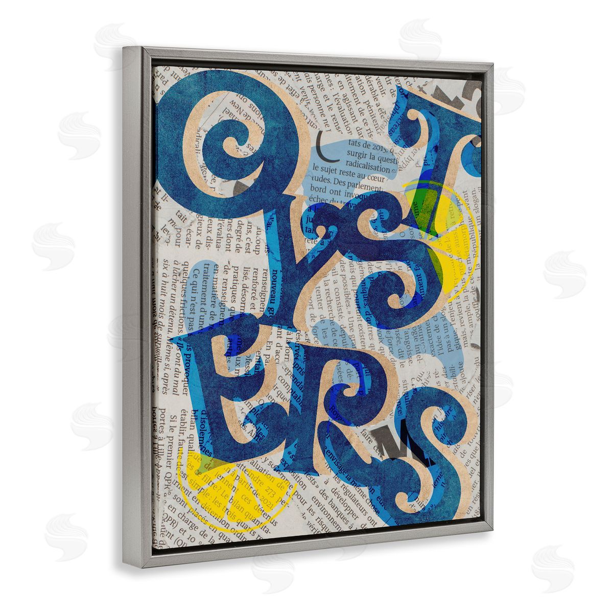 Classic Retro Oysters Grey Floating Frame Canvas Wall Art, Home Decor by Stupell Studio