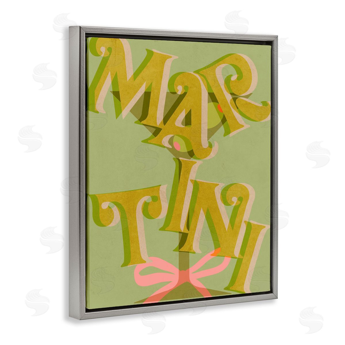 Classic Retro Martini Grey Floating Frame Canvas Wall Art, Home Decor by Stupell Studio