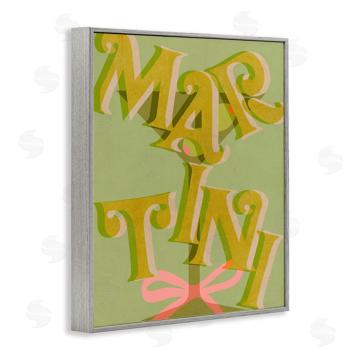 Classic Retro Martini Grey Frame Print Wall Art, Home Decor by Stupell Studio