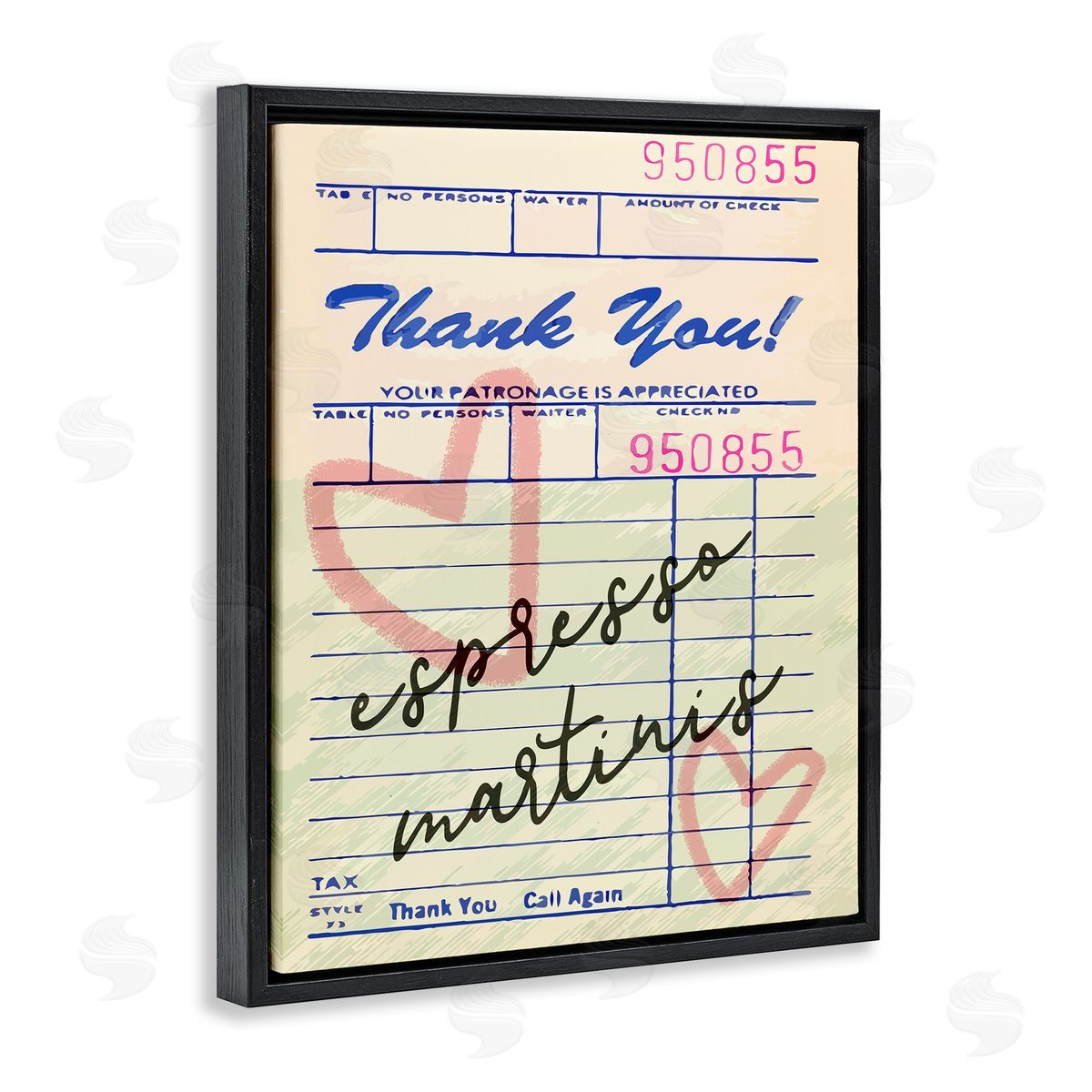 Espresso Martinis Guest Check Black Floating Frame Canvas Wall Art, Home Decor by Stupell Studio