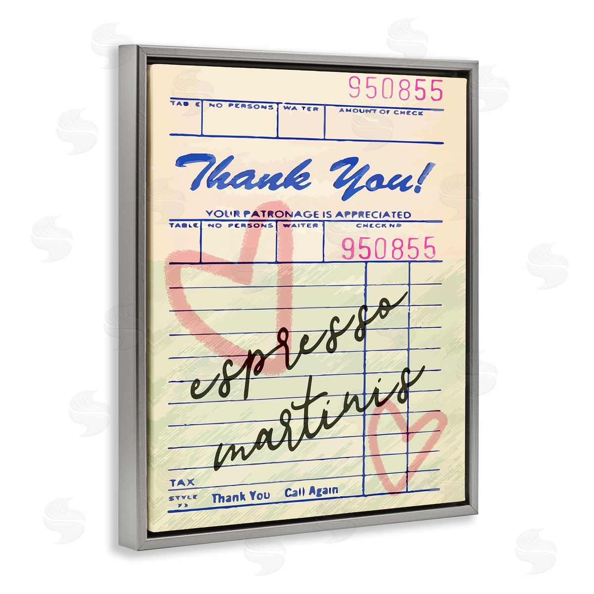 Espresso Martinis Guest Check Grey Floating Frame Canvas Wall Art, Home Decor by Stupell Studio