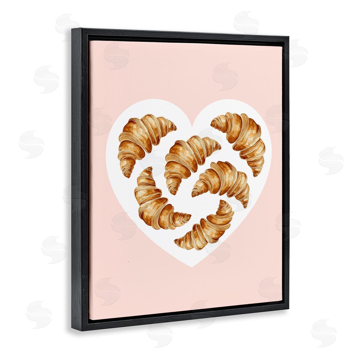 Morning Croissants in Heart Shape Black Floating Frame Canvas Wall Art, Home Decor by Stupell Studio