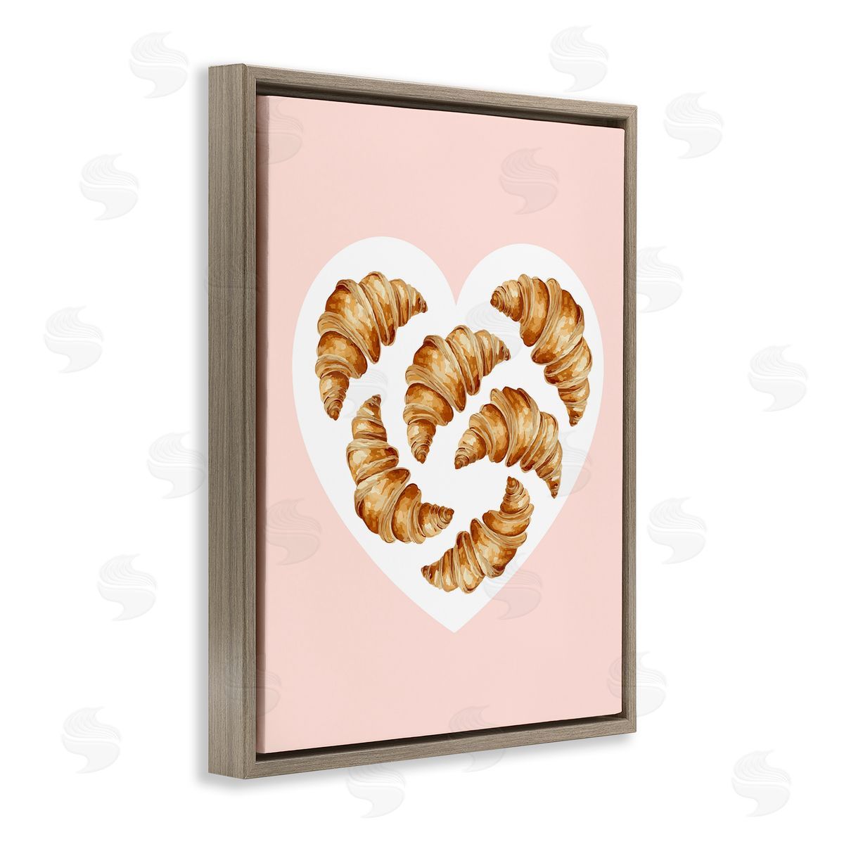 Morning Croissants in Heart Shape Brown Floating Frame Canvas Wall Art, Home Decor by Stupell Studio