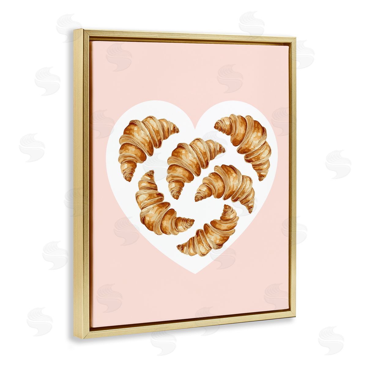 Morning Croissants in Heart Shape Gold Floating Frame Canvas Wall Art, Home Decor by Stupell Studio