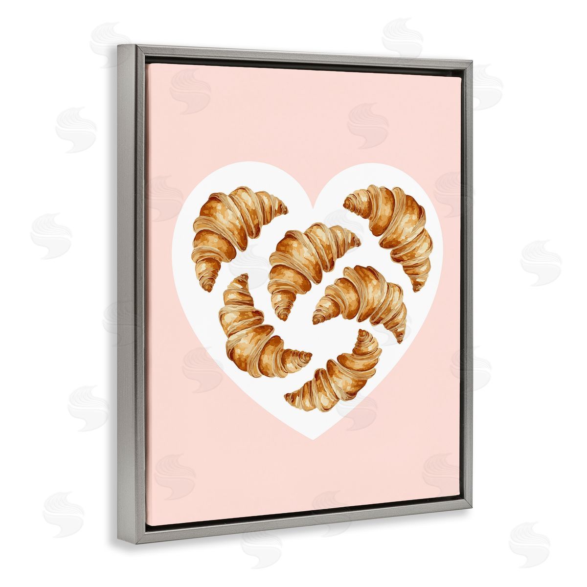 Morning Croissants in Heart Shape Grey Floating Frame Canvas Wall Art, Home Decor by Stupell Studio