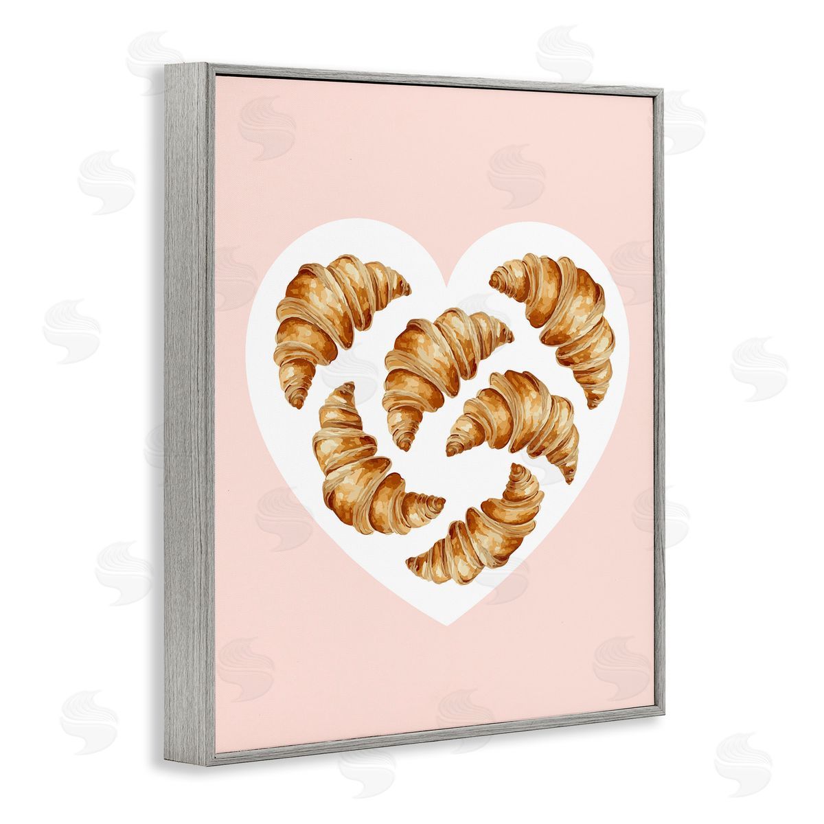 Morning Croissants in Heart Shape Grey Frame Print Wall Art, Home Decor by Stupell Studio
