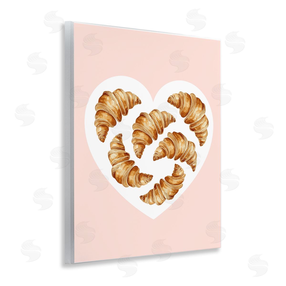 Morning Croissants in Heart Shape Wood Plaque Wall Art, Home Decor by Stupell Studio