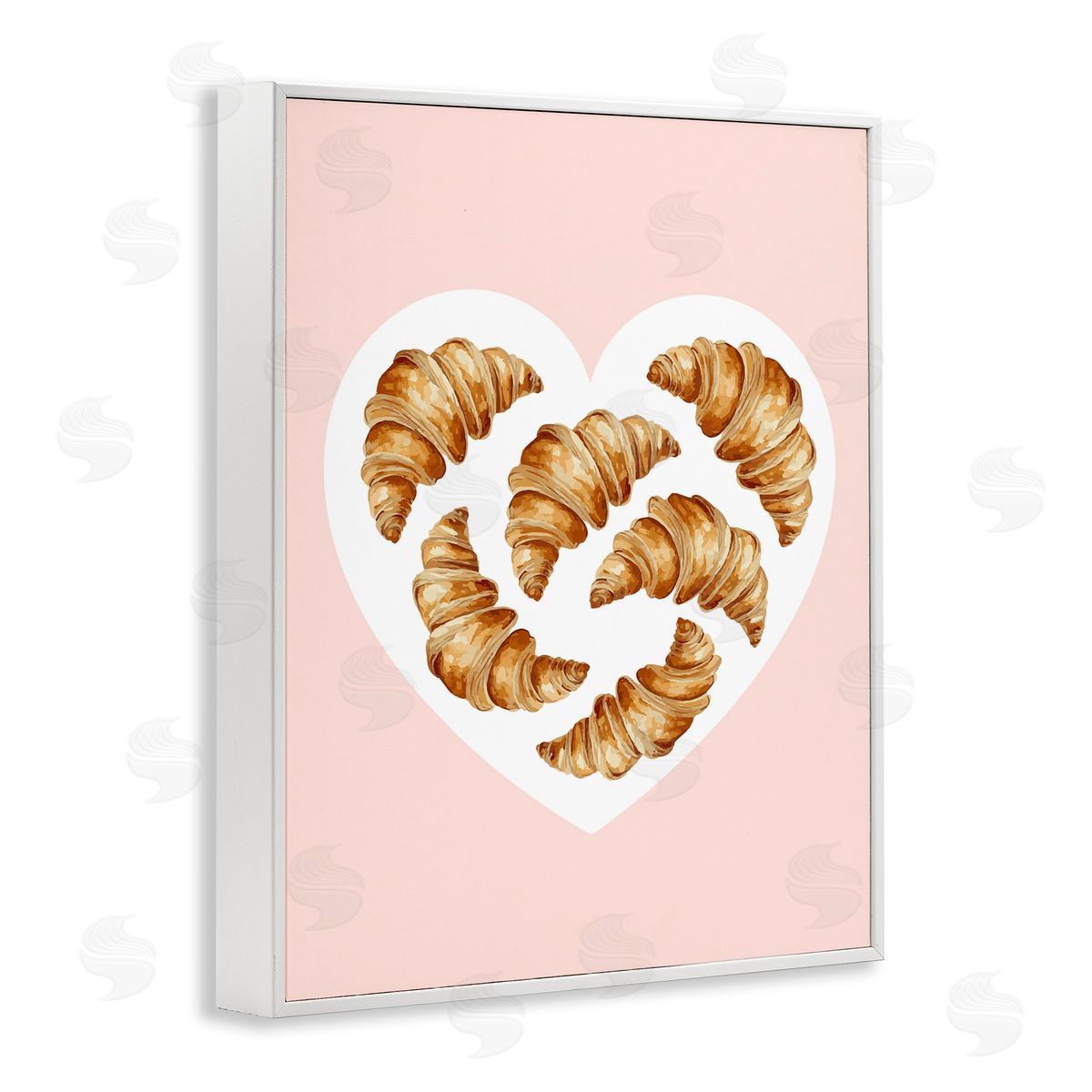 Morning Croissants in Heart Shape White Frame Print Wall Art, Home Decor by Stupell Studio