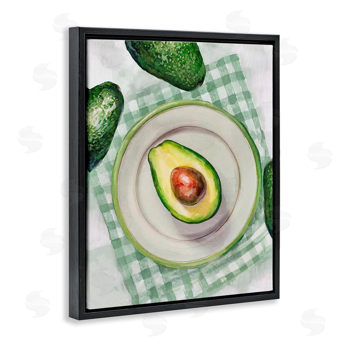 Delicious Avocado on Plate Black Floating Frame Canvas Wall Art, Home Decor by Stupell Studio