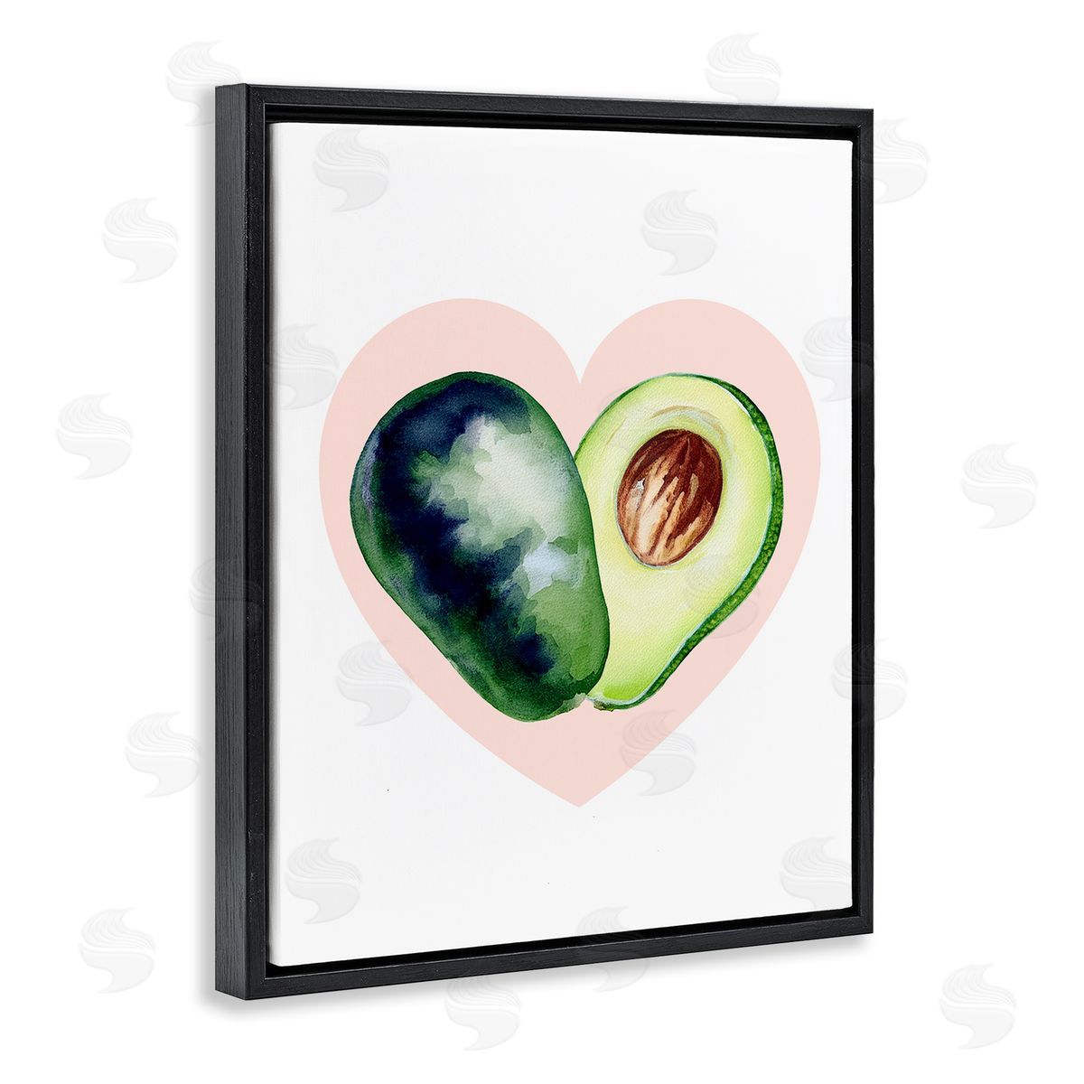 Heart Shaped Avocado Black Floating Frame Canvas Wall Art, Home Decor by Stupell Studio