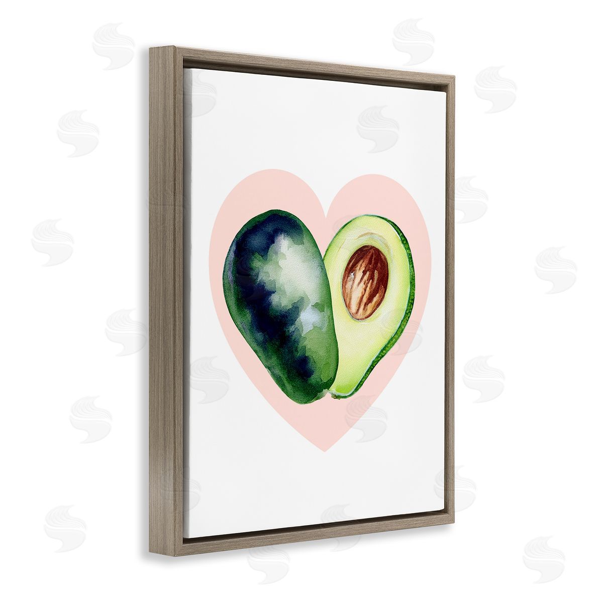 Heart Shaped Avocado Brown Floating Frame Canvas Wall Art, Home Decor by Stupell Studio