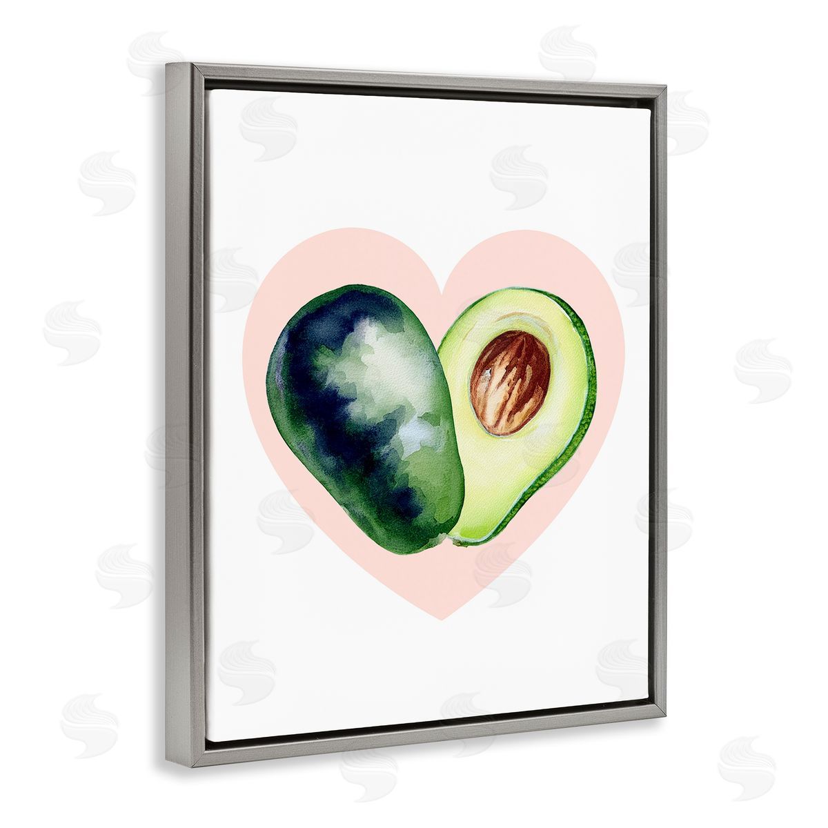 Heart Shaped Avocado Grey Floating Frame Canvas Wall Art, Home Decor by Stupell Studio