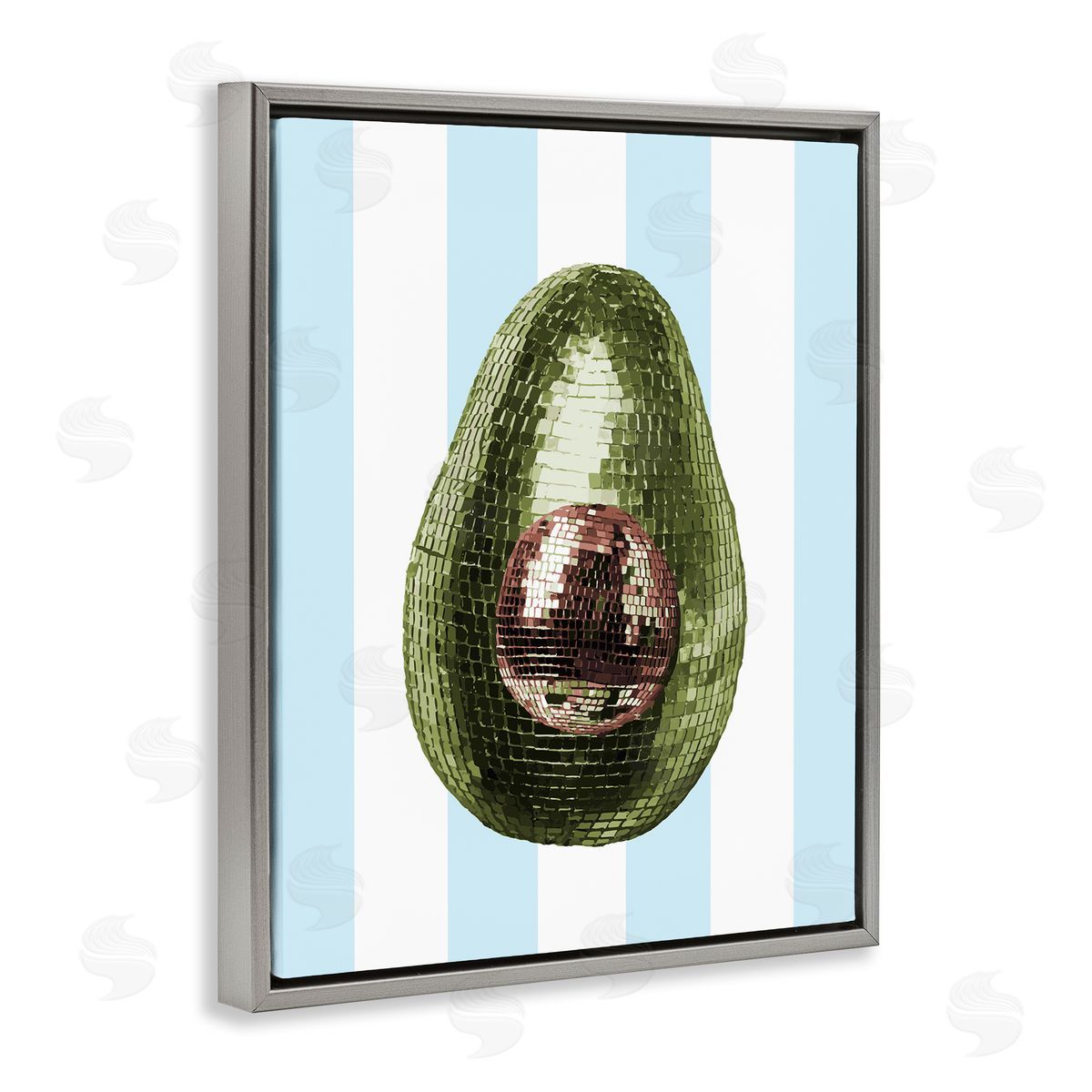 Disco Avocado on Blue Grey Floating Frame Canvas Wall Art, Home Decor by Stupell Studio