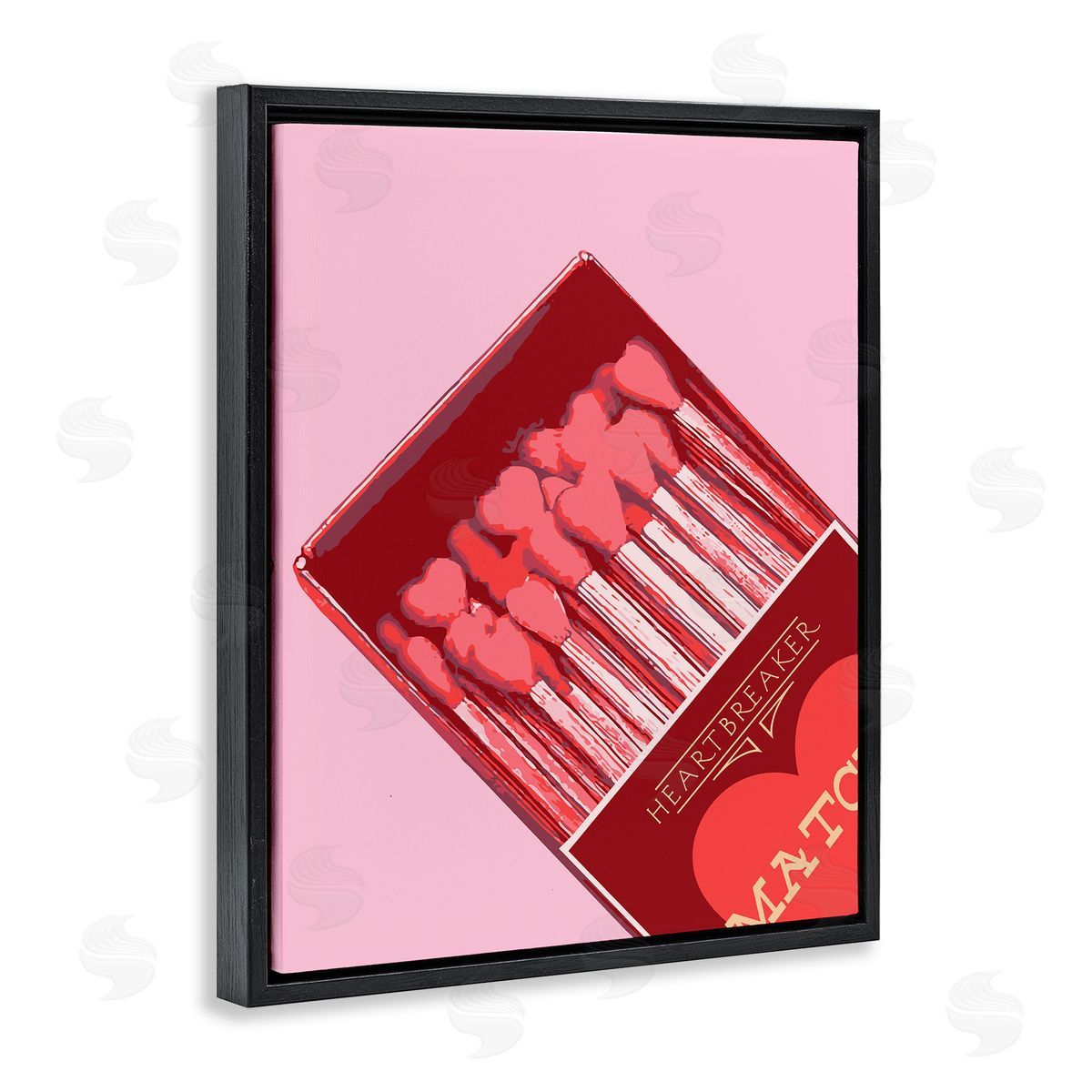 Pink Heart Shaped Matches Black Floating Frame Canvas Wall Art, Home Decor by Stupell Studio