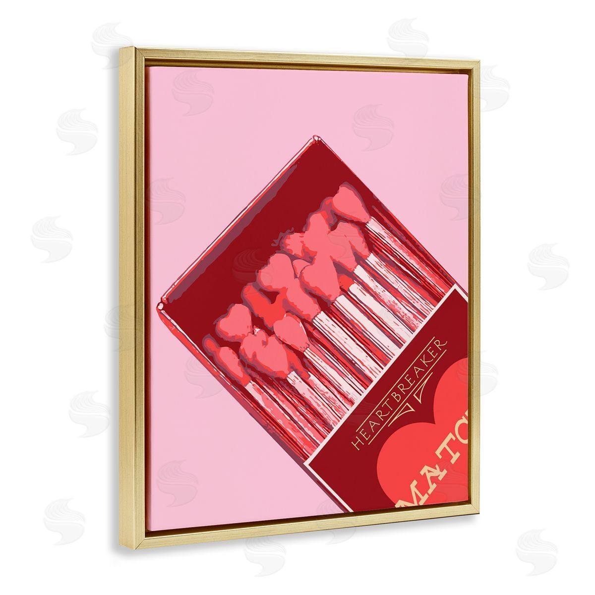 Pink Heart Shaped Matches Gold Floating Frame Canvas Wall Art, Home Decor by Stupell Studio