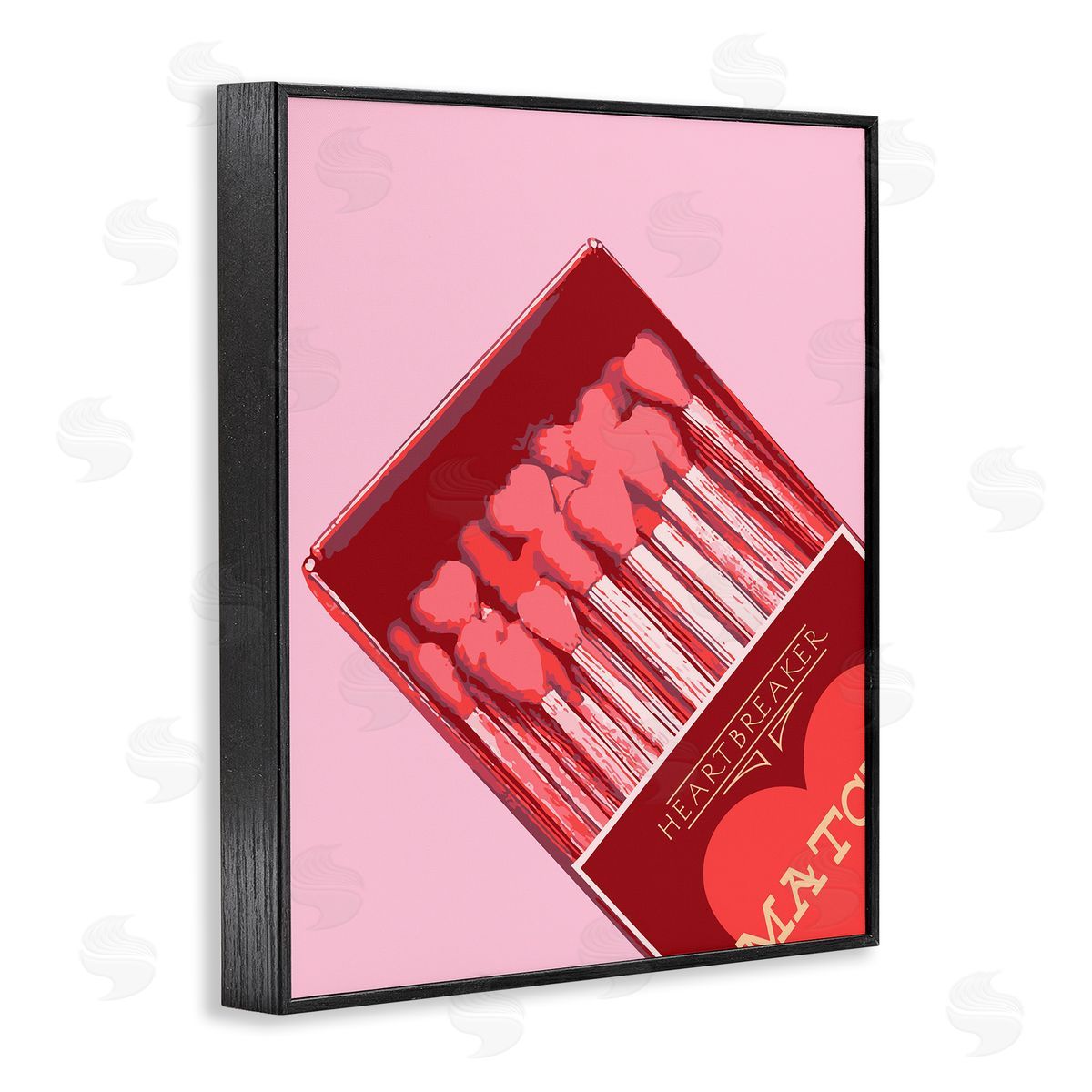 Pink Heart Shaped Matches Black Frame Print Wall Art, Home Decor by Stupell Studio