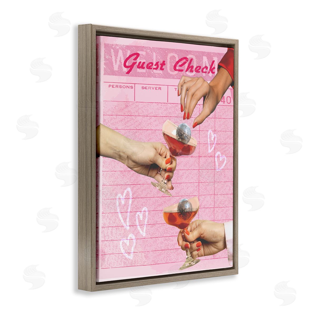 Cheers over Guest Check Brown Floating Frame Canvas Wall Art, Home Decor by Stupell Studio