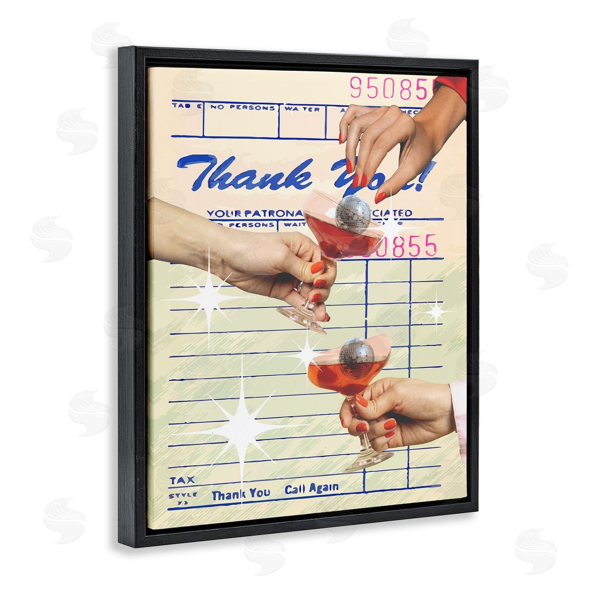 Drink Cheers Restaurant Check Black Floating Frame Canvas Wall Art, Home Decor by Stupell Studio
