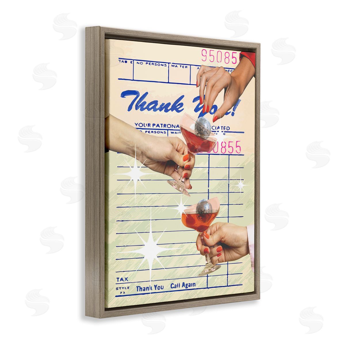Drink Cheers Restaurant Check Brown Floating Frame Canvas Wall Art, Home Decor by Stupell Studio