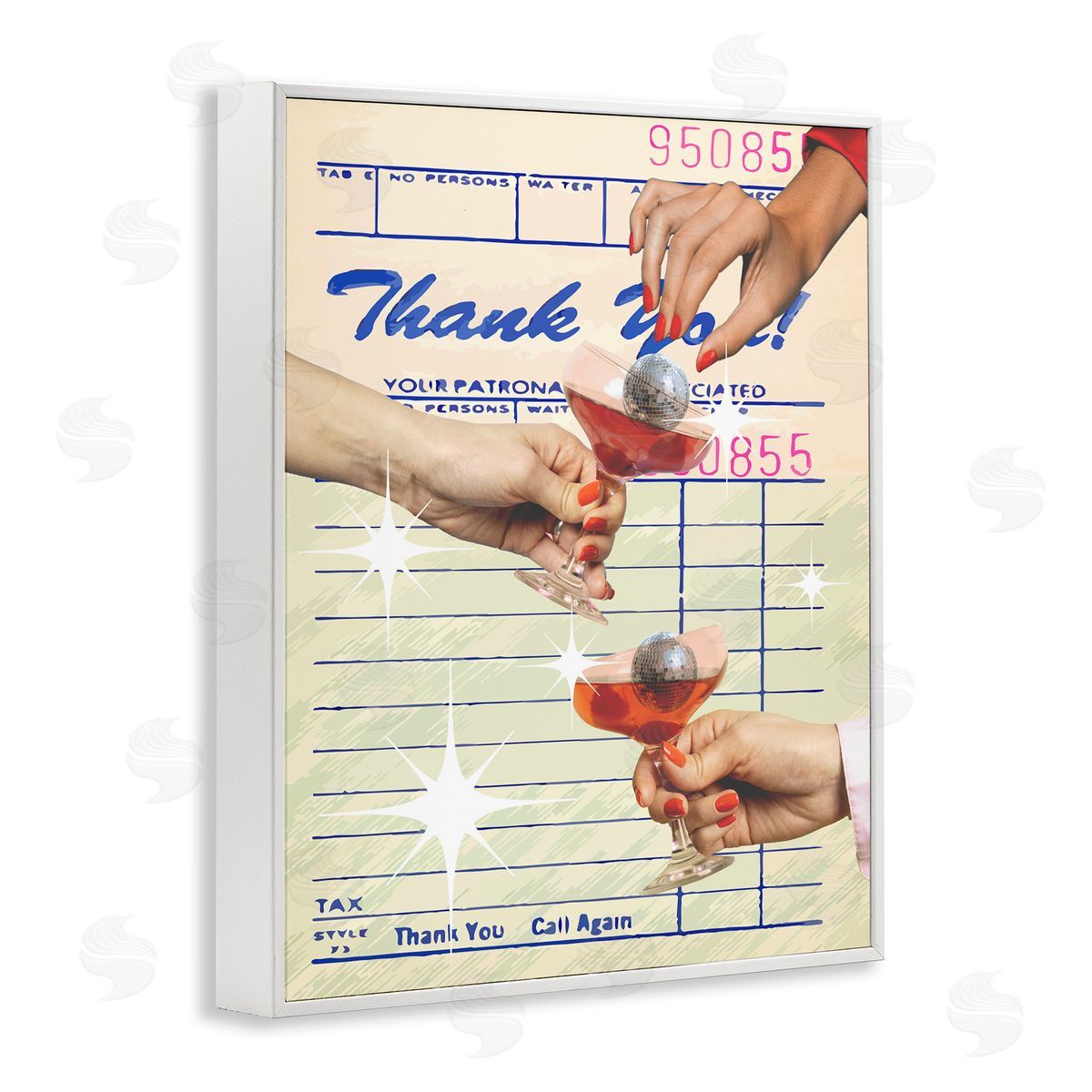 Drink Cheers Restaurant Check White Frame Print Wall Art, Home Decor by Stupell Studio