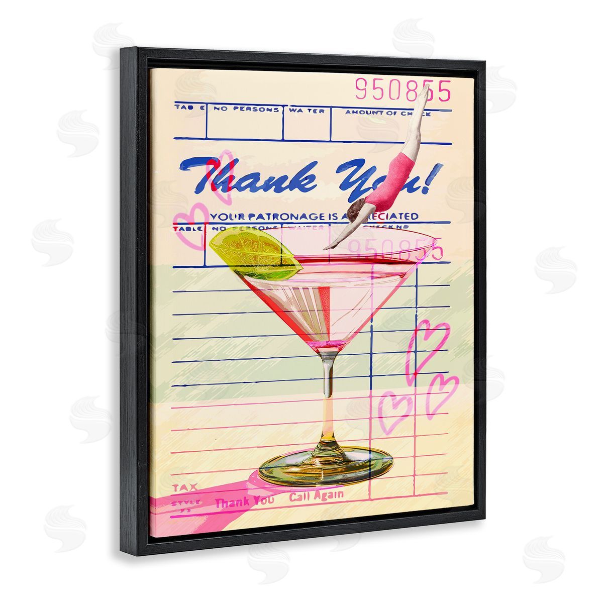 Vintage Diver into Cocktail Black Floating Frame Canvas Wall Art, Home Decor by Stupell Studio