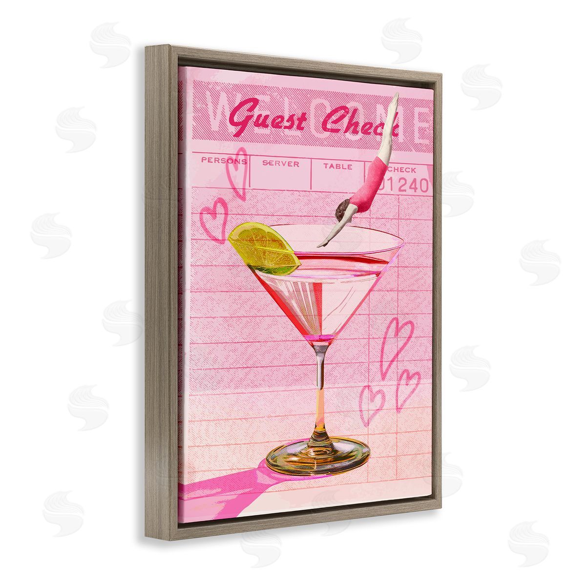Diver into Cocktail Guest Check Brown Floating Frame Canvas Wall Art, Home Decor by Stupell Studio