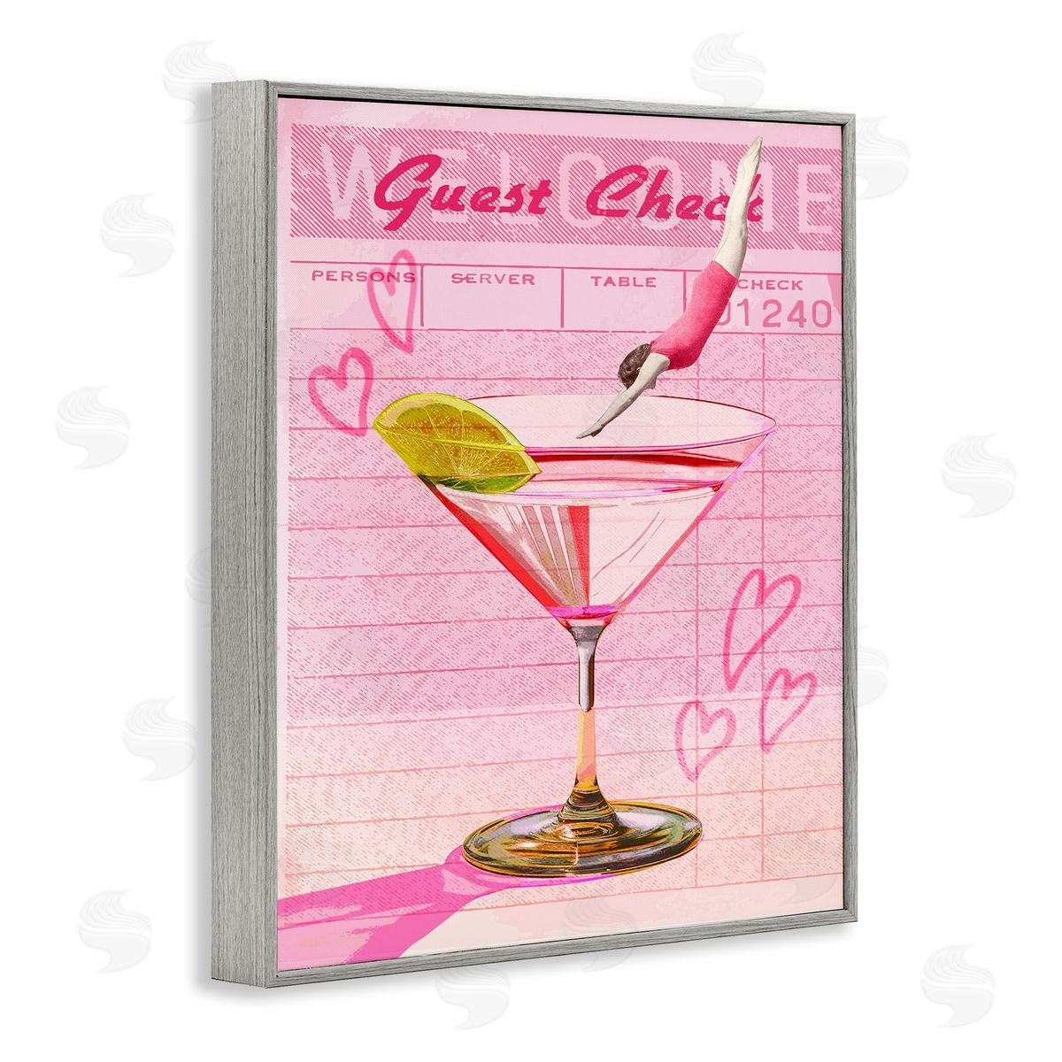 Diver into Cocktail Guest Check Grey Frame Print Wall Art, Home Decor by Stupell Studio