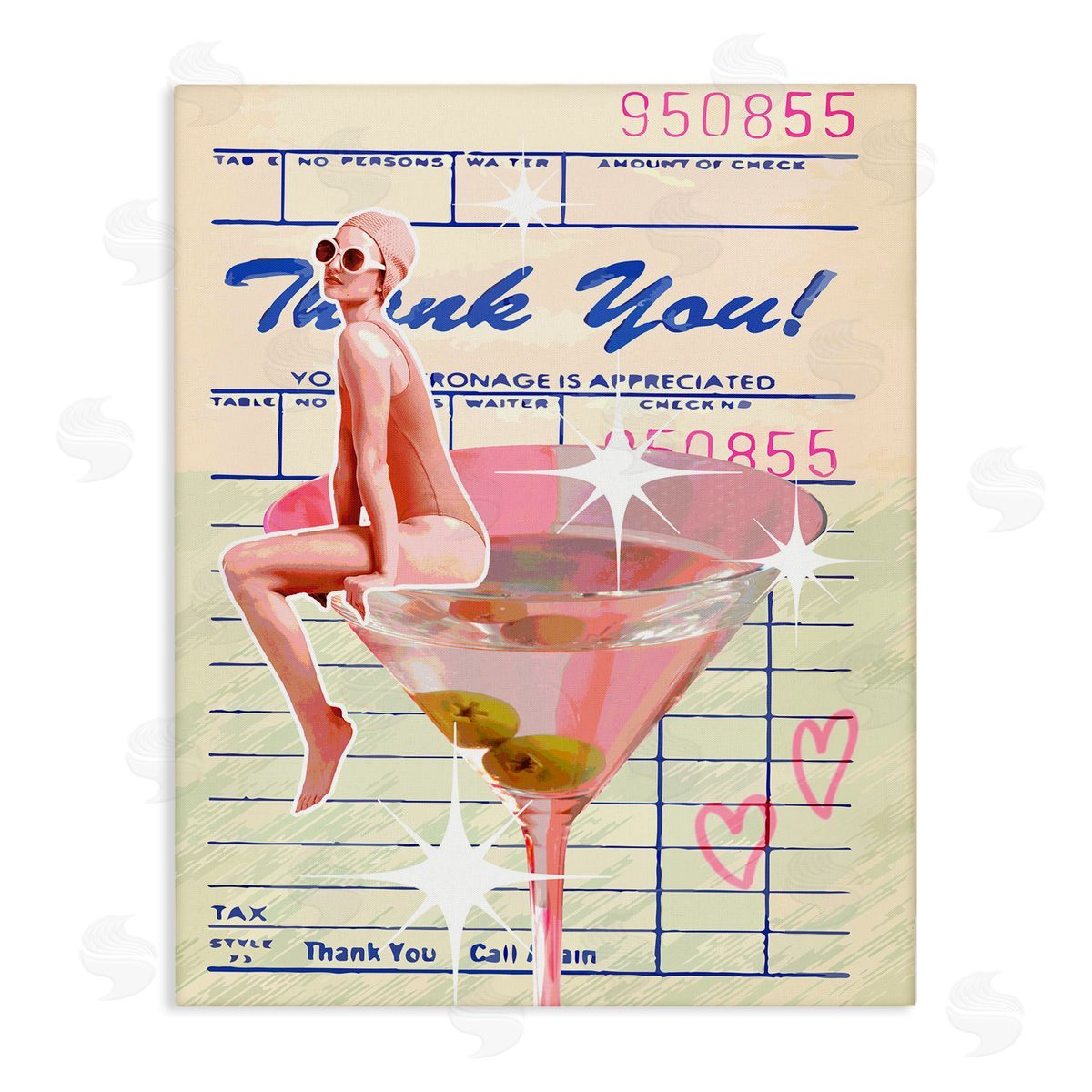 Retro Vintage Restaurant Check Canvas Wall Art, Home Decor by Stupell Studio