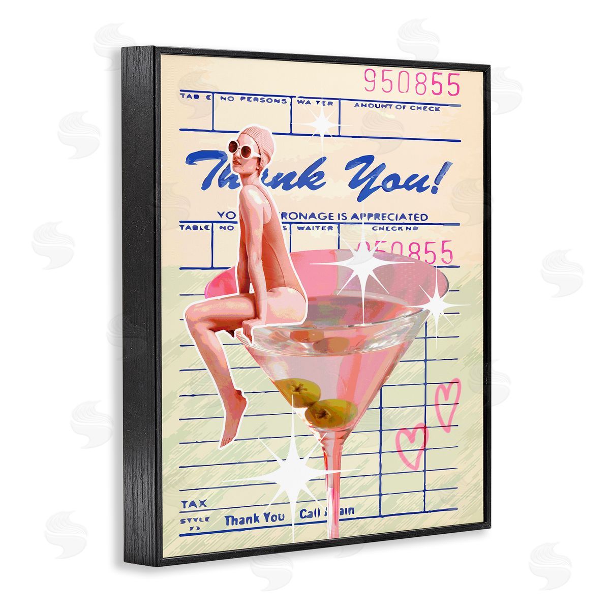 Retro Vintage Restaurant Check Black Frame Print Wall Art, Home Decor by Stupell Studio