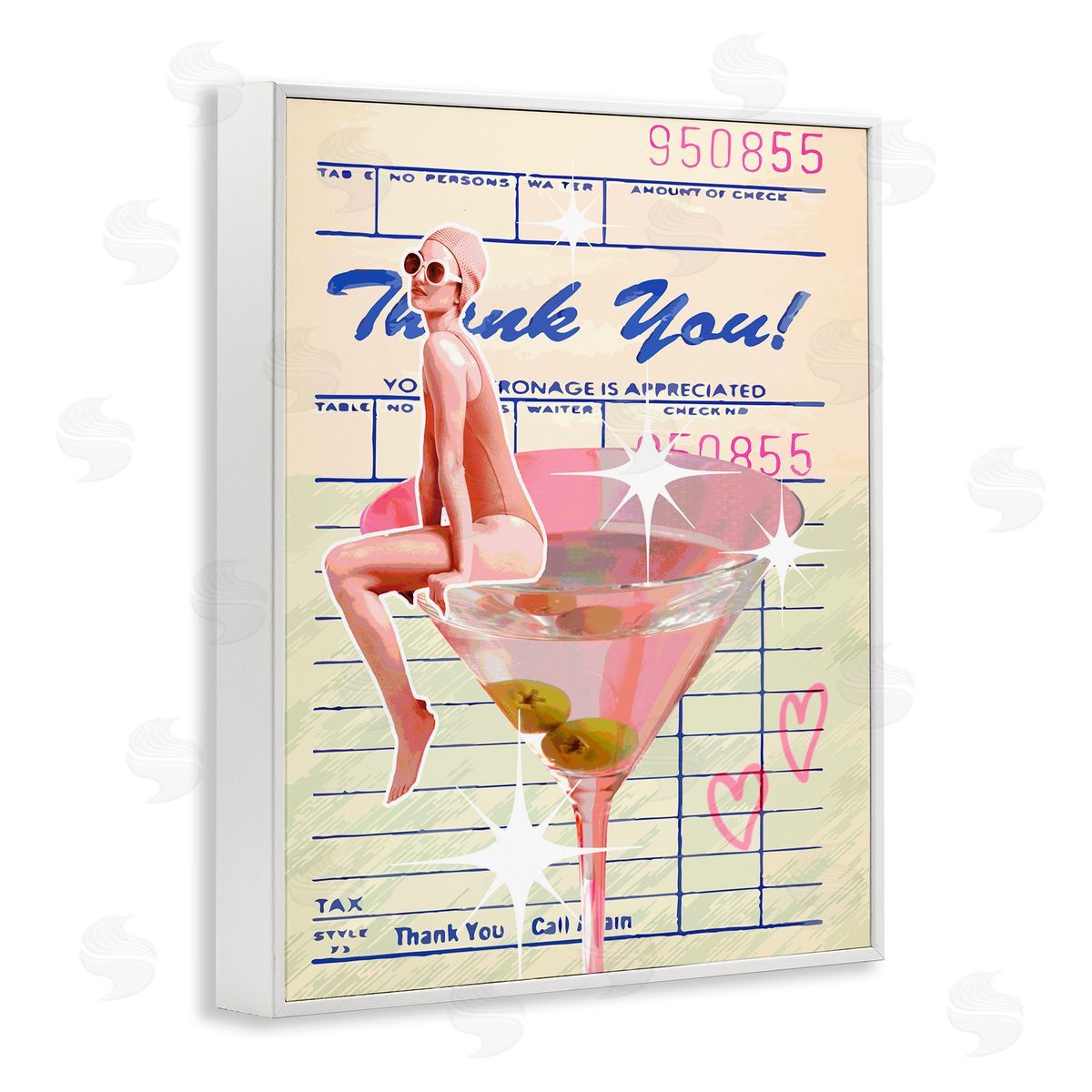 Retro Vintage Restaurant Check White Frame Print Wall Art, Home Decor by Stupell Studio